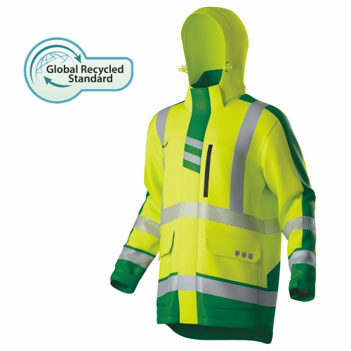 Parka étanche Oxford recyclé HI-VIS 2IN1 avec revêtement matelassé